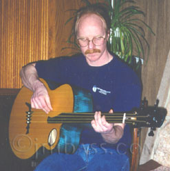 Jay playing the Bluejay bass